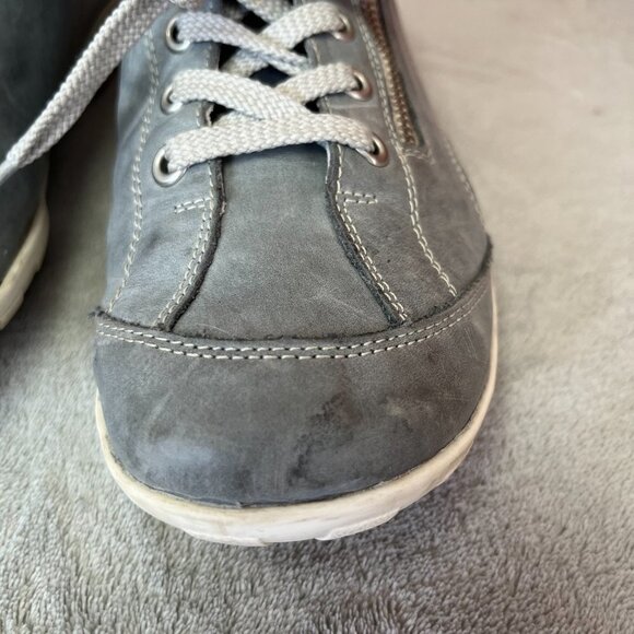 Remonte Jean Print Blue Lace Up Leather Sneakers - Picture 5 of 16